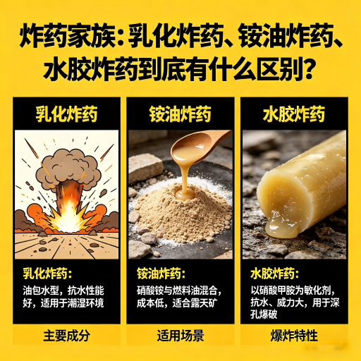 长寿炸药家族：乳化炸药、铵油炸药、水胶炸药到底有什么区别？